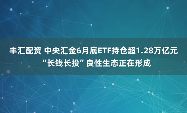 丰汇配资 中央汇金6月底ETF持仓超1.28万亿元  “长钱长投”良性生态正在形成